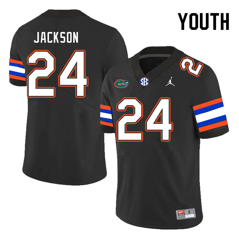 Youth #24 Ja'Kobi Jackson Florida Gators College Football Jerseys Stitched Sale-Black - Click Image to Close